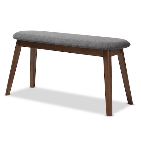 Baxton Studio Easton Dark Grey Upholstered Walnut Finished Wood Bench 144-7938